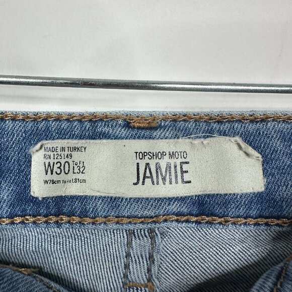 2/$30 Topshop Jamie High Rise Ripped Ankle Crop Skinny Mid Denim Tint W30 #9302 - Picture 8 of 11